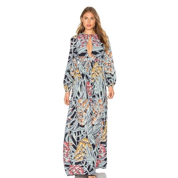 Mara Hoffman Herbarium Tropical Keyhole Maxi Dress in Charcoal Size 8 - Picture 1 of 16